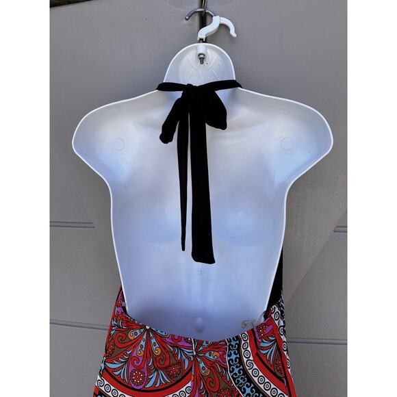 Halter Maxi Backless Dress Small Paisley Floral Hobo Hippie Tired Y2K Babydoll - Picture 7 of 11